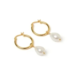 Augusta Gold Hoop & Freshwater Pearl Earrings