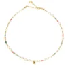 Beaded Gemstone and Pearl Initial Necklace