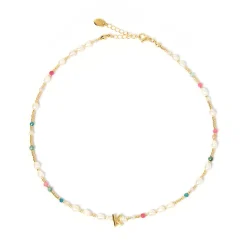 Beaded Gemstone and Pearl Initial Necklace