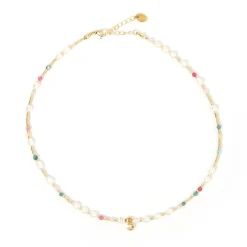 Beaded Gemstone and Pearl Initial Necklace