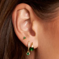Cassia Single Stack Stud Earring - Emerald