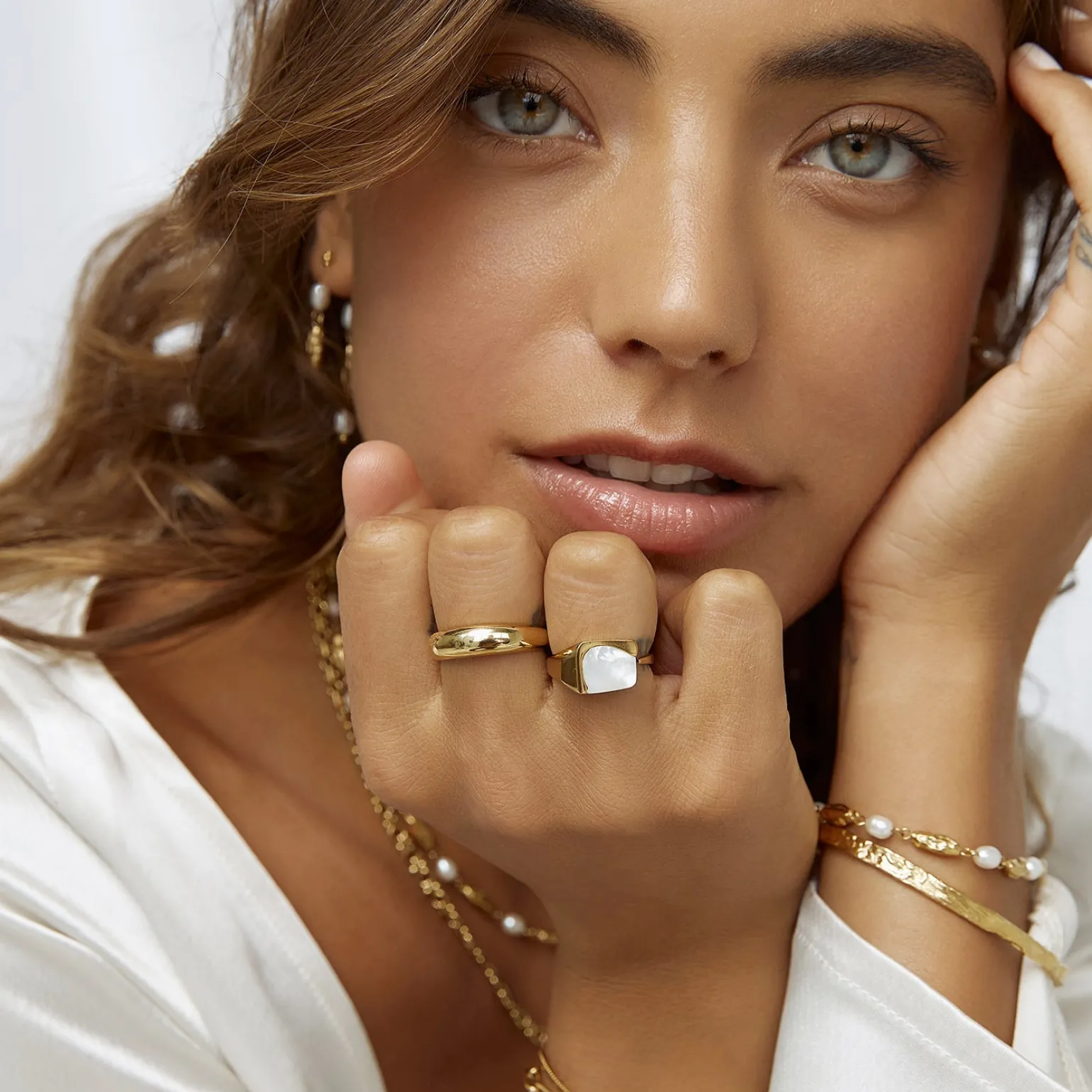 Cleo Gold and Mother of Pearl Ring
