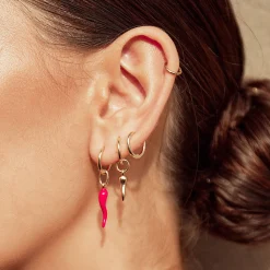 Cornicello Gold Single Charm Earring - Small
