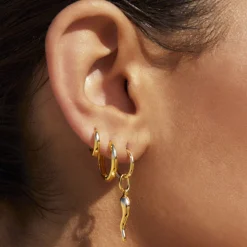 Cornicello Gold Single Charm Earring - Large