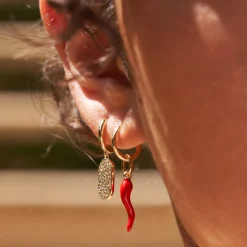 Cornicello Red Single Charm Earring