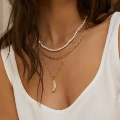 Feather Gold Necklace