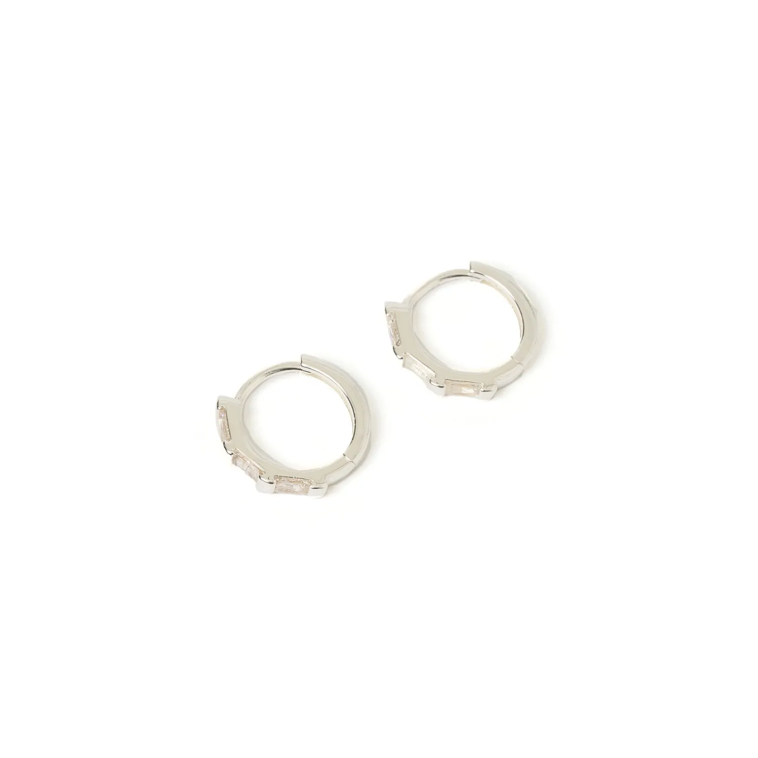 Holi Silver Huggie Earrings