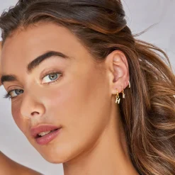 Initial Gold Charm Earring
