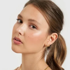 Initial Gold Charm Earring