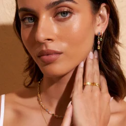 Isadora Gold Earrings - Multi Blue