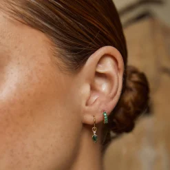Khloe Gold Earrings - Emerald
