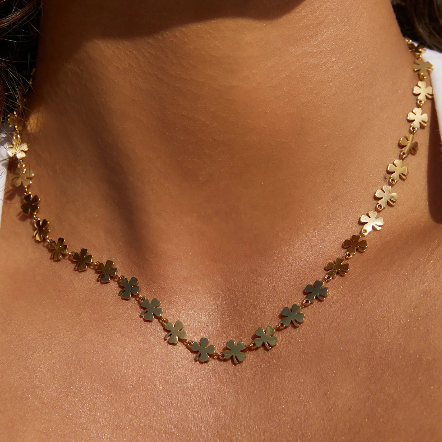 Lucky Charm Gold Clover Necklace