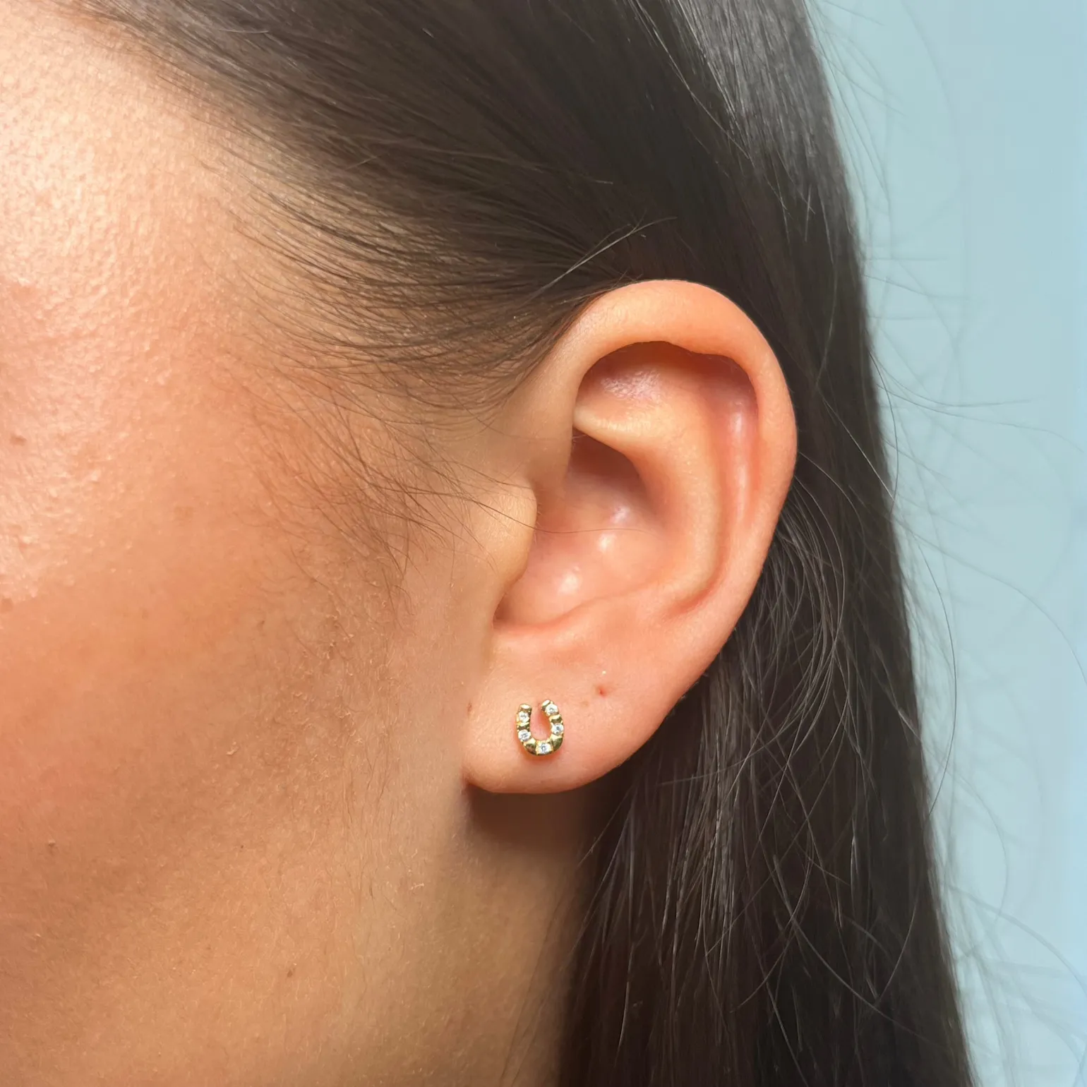 Lucky Horseshoe Gold Studs