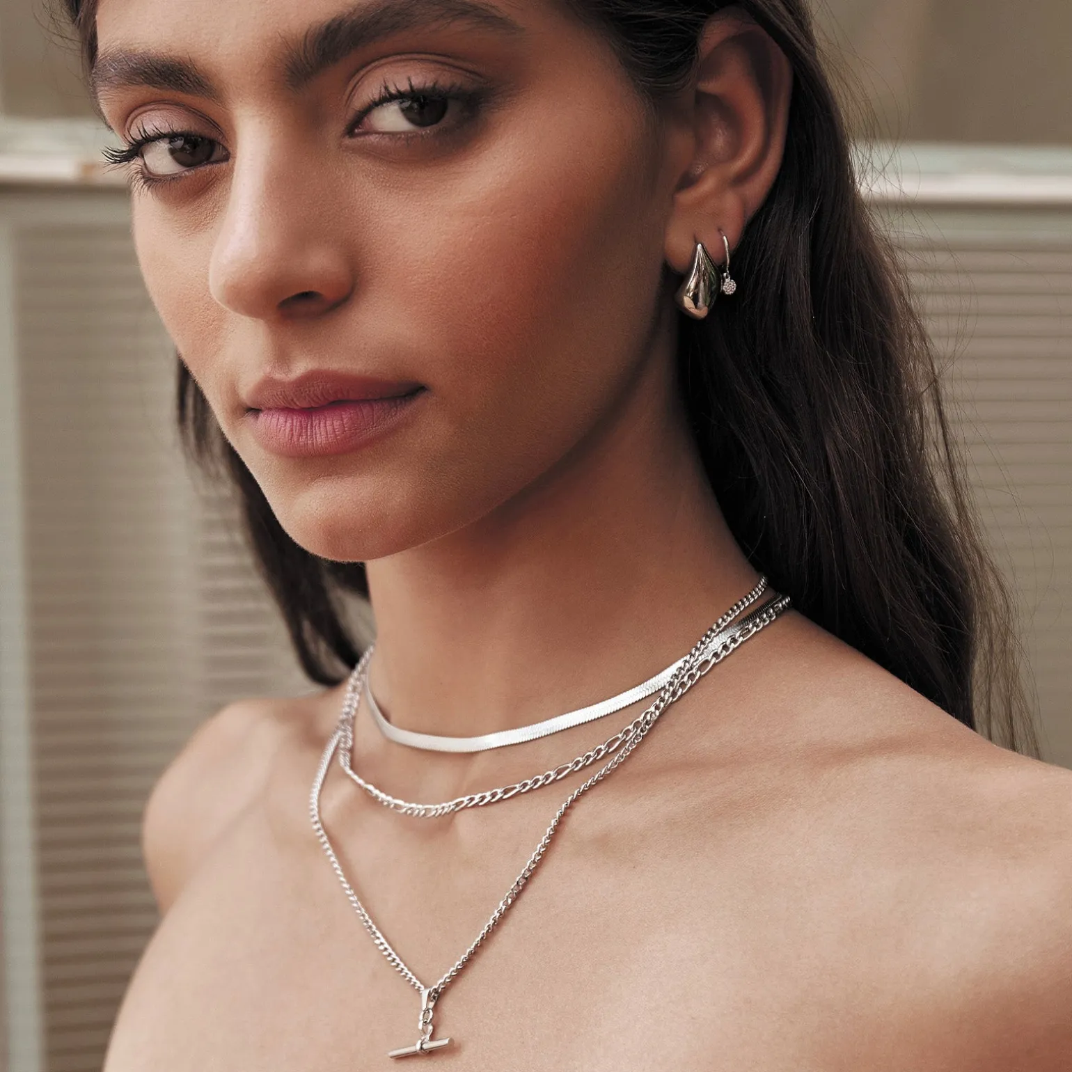 Marcella Double Stack Silver Necklace