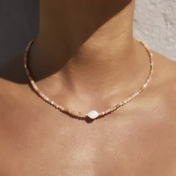Mila Gemstone and Pearl Choker
