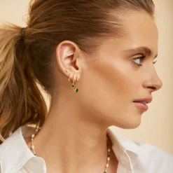 Rhodes Gold Earrings - Emerald