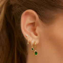 Rhodes Gold Earrings - Emerald