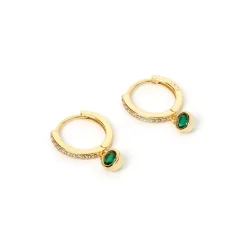 Rhodes Gold Earrings - Emerald