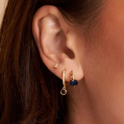 Rhodes Gold Earrings - Sapphire