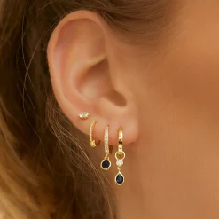 Rhodes Gold Earrings - Sapphire