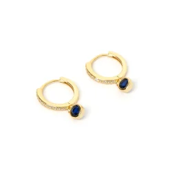 Rhodes Gold Earrings - Sapphire