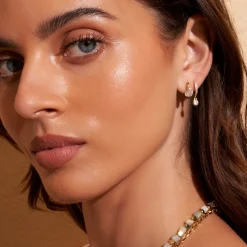 Rhodes Gold Earrings - Stone