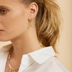 Rhodes Gold Earrings - Stone