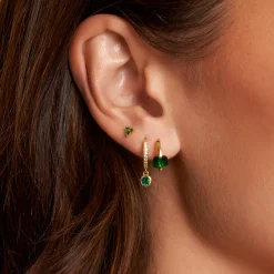 Rhodes Single Stacker Earring - Emerald