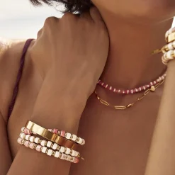 Skylar Ceramic and Gold Bracelet - Peony