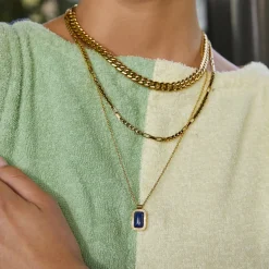 Teo Gold Necklace - Lapis
