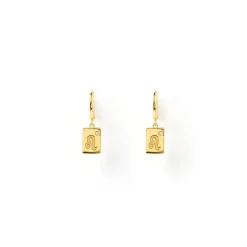 Zodiac Gold Tag Earrings