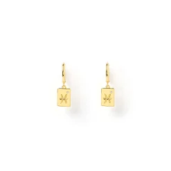 Zodiac Gold Tag Earrings