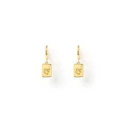 Zodiac Gold Tag Earrings