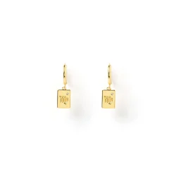 Zodiac Gold Tag Earrings